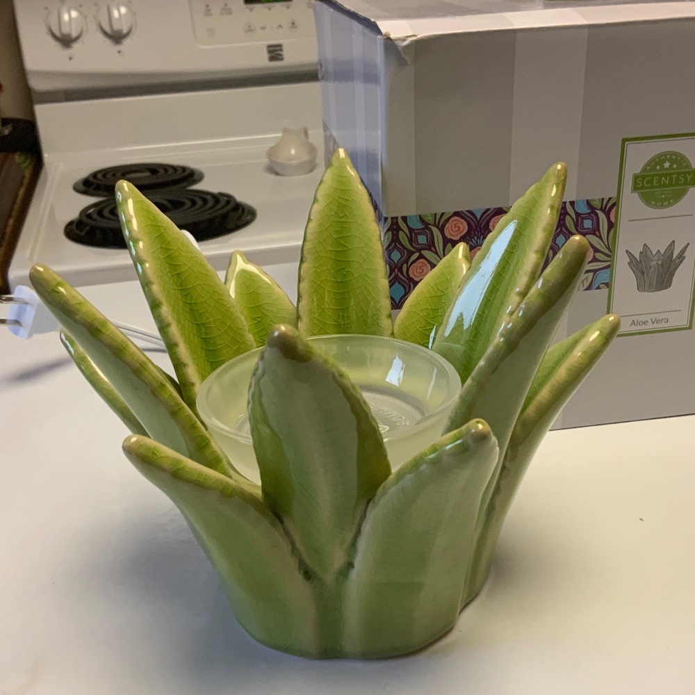 Scentsy ‘Aloe Vera’ 12w Glazed Ceramic Element Wax Warmer (New!)